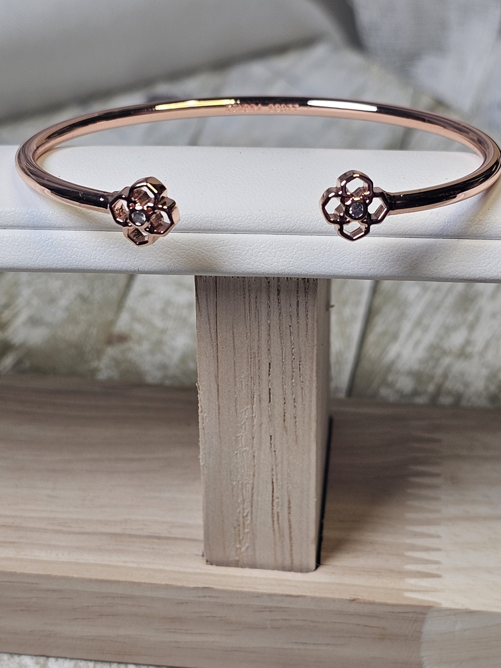Kendra Scott Rue Rose Gold Floral Open Cuff Bracelet